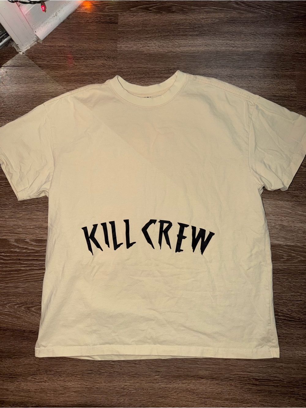 Kill Crew Oversized Cream Tee with Black Logo